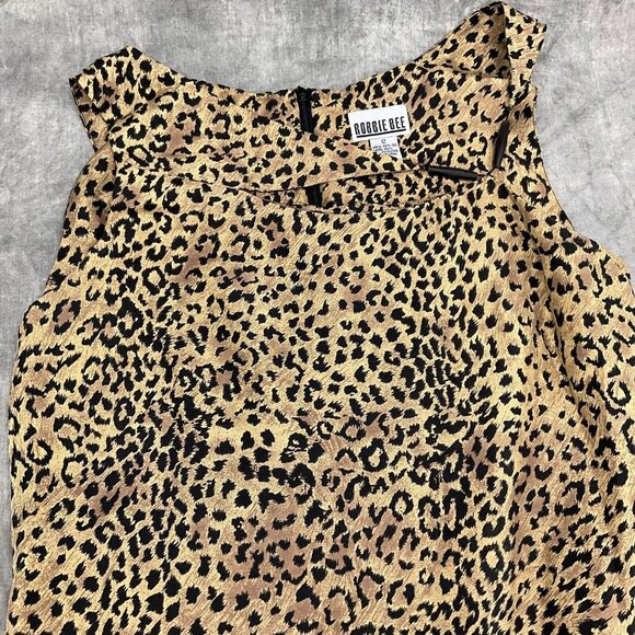 Robbie Bee Dress Women 12 Tan Black Animal Sheath Long Party Silk Formal VTG - Picture 2 of 11